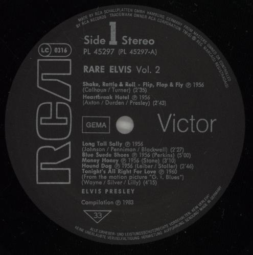 Elvis Presley Rare Elvis Volume 2 vinyl LP album (LP record) German ELVLPRA249485