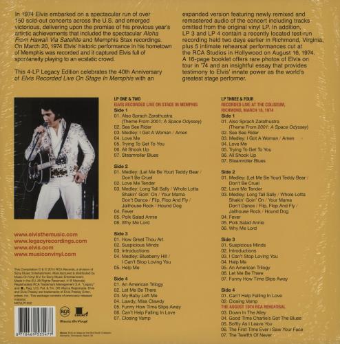 Elvis Presley Recorded Live On Stage In Memphis: Legacy Edition - 180gm Vinyl - Sealed 4-LP vinyl album record set UK ELV4LRE752141