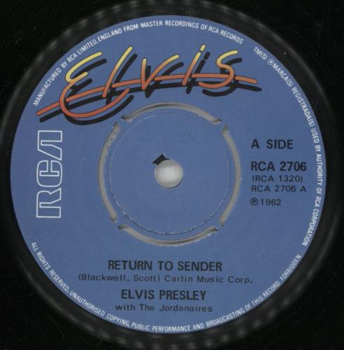 Elvis Presley Return To Sender 7" vinyl single (7 inch record / 45) UK ELV07RE372353