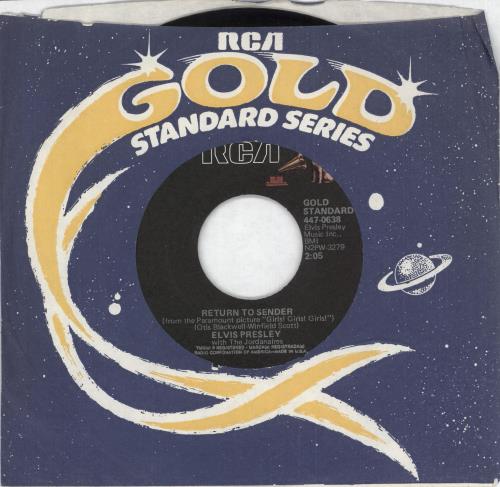 Elvis Presley Return To Sender 7" vinyl single (7 inch record / 45) US ELV07RE722106