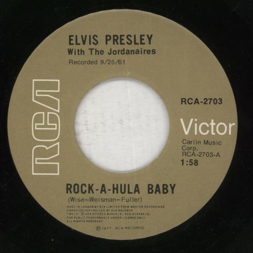 Elvis Presley Rock-A-Hula Baby - Wide 7" vinyl single (7 inch record / 45) Canadian ELV07RO863052