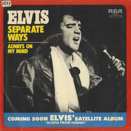Elvis Presley Separate Ways 7" vinyl single (7 inch record / 45) US ELV07SE457085