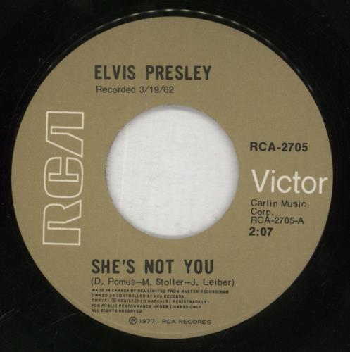 Elvis Presley She's Not You - Wide 7" vinyl single (7 inch record / 45) Canadian ELV07SH44356