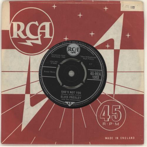 Elvis Presley She's Not You 7" vinyl single (7 inch record / 45) UK ELV07SH343189