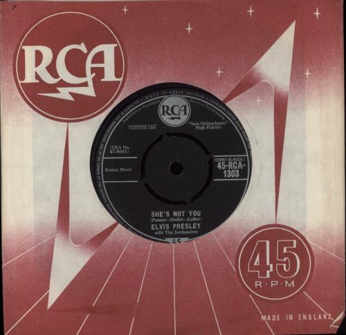 Elvis Presley She's Not You 7" vinyl single (7 inch record / 45) UK ELV07SH890519