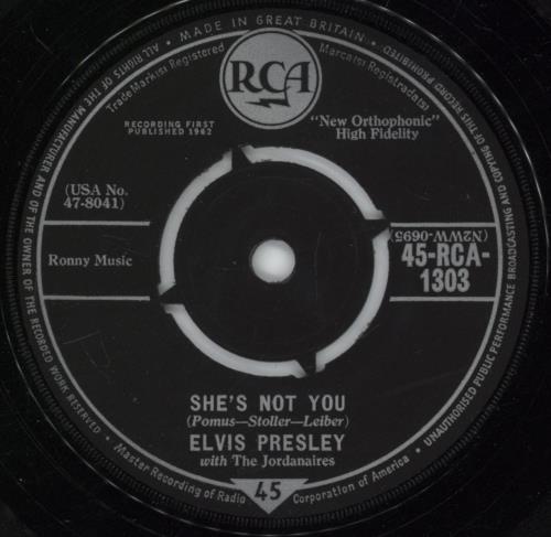 Elvis Presley She's Not You 7" vinyl single (7 inch record / 45) UK ELV07SH890519
