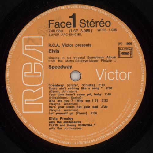 Elvis Presley Speedway - EX vinyl LP album (LP record) French ELVLPSP887269