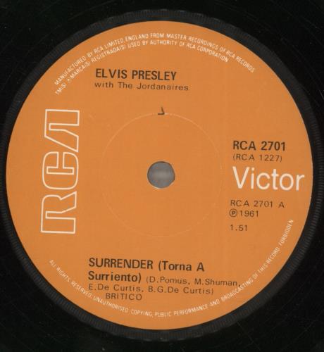 Elvis Presley Surrender - solid 7" vinyl single (7 inch record / 45) UK ELV07SU887863