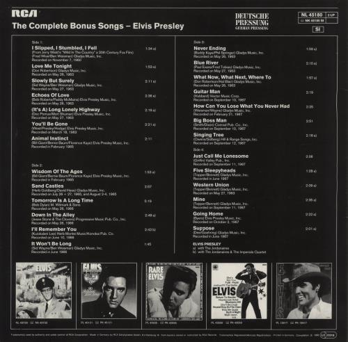 Elvis Presley The Complete Bonus Songs 2-LP vinyl record set (Double LP Album) German ELV2LTH888017