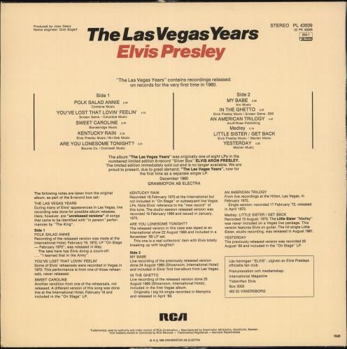 Elvis Presley The Las Vegas Years vinyl LP album (LP record) Swedish ELVLPTH718807