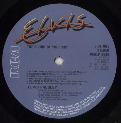 Elvis Presley The Sound Of Your Cry vinyl LP album (LP record) UK ELVLPTH343083