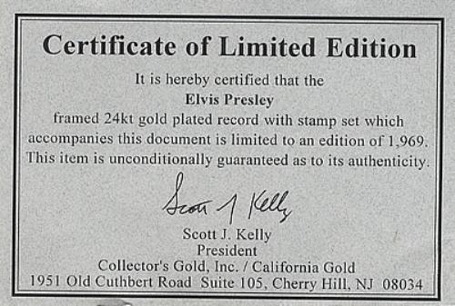 Elvis Presley Viva Las Vegas - 24kt Gold Disc memorabilia US ELVMMVI378457