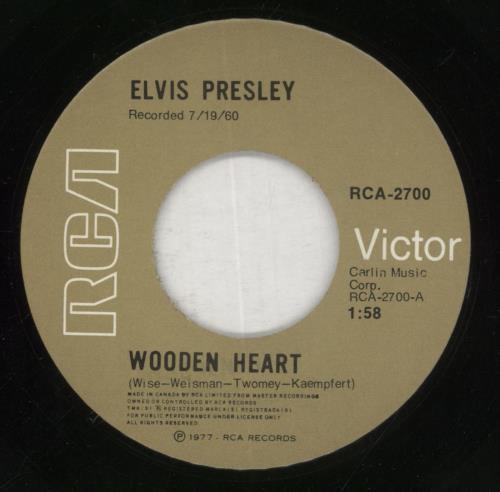 Elvis Presley Wooden Heart 7" vinyl single (7 inch record / 45) Canadian ELV07WO56014