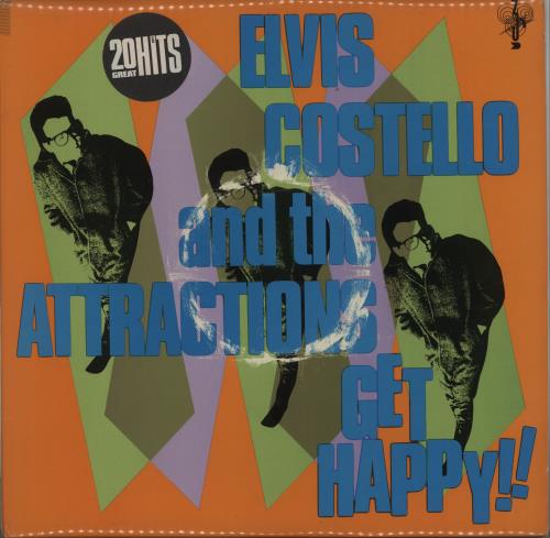 Elvis Costello Get Happy + Poster/hype sticker vinyl LP album (LP record) UK COSLPGE287925