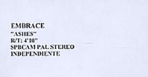 Embrace Ashes video (VHS or PAL or NTSC) UK EMBVIAS315760