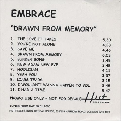 Embrace Drawn From Memory CD-R acetate UK EMBCRDR162329