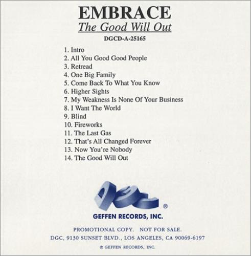 Embrace The Good Will Out CD-R acetate US EMBCRTH121233