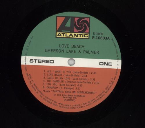 Emerson Lake & Palmer Love Beach vinyl LP album (LP record) Japanese ELPLPLO863899
