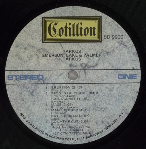 Emerson Lake & Palmer Tarkus + Hype-Sticker vinyl LP album (LP record) US ELPLPTA880953