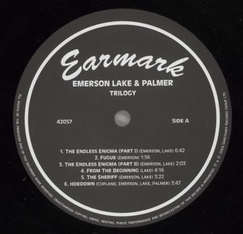 Emerson Lake & Palmer Trilogy - 180gm vinyl LP album (LP record) Italian ELPLPTR880429