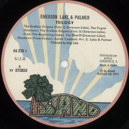 Emerson Lake & Palmer Trilogy vinyl LP album (LP record) Spanish ELPLPTR880767