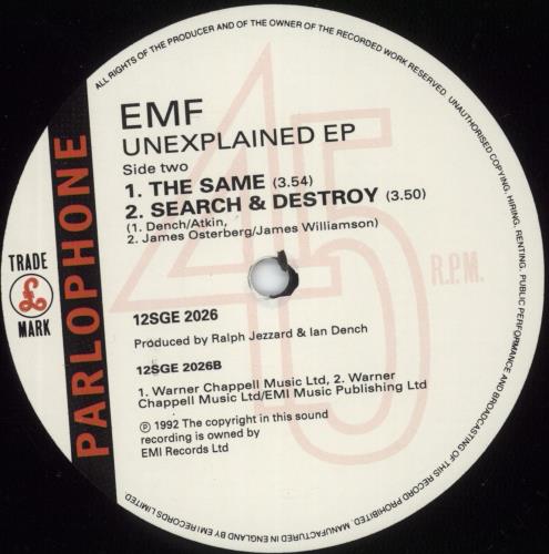 EMF Unexplained EP 12" vinyl single (12 inch record / Maxi-single) UK EMF12UN210229