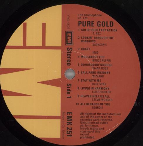 EMI Records Pure Gold On EMI vinyl LP album (LP record) UK EPVLPPU453906
