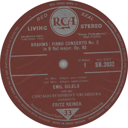 Emil Gilels Brahms Piano Concerto No. 2 - 1st - silver spot vinyl LP album (LP record) UK HYJLPBR637800