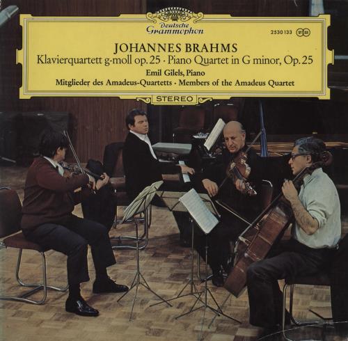 Emil Gilels Brahms: Klavierquartett G-moll Op. 25 vinyl LP album (LP record) UK HYJLPBR760862