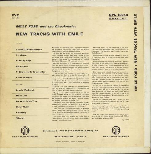 Emile Ford And The Checkmates New Tracks With Emile vinyl LP album (LP record) UK EFMLPNE781209