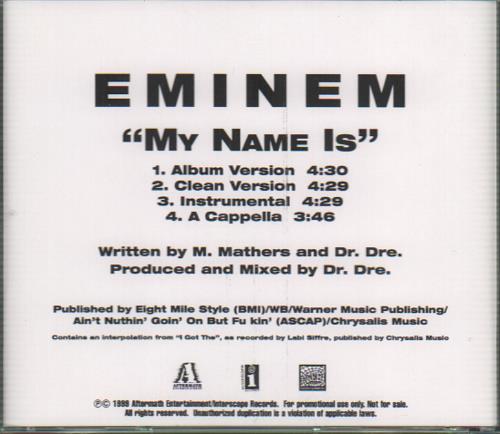 Eminem My Name Is CD-R acetate US INECRMY143897