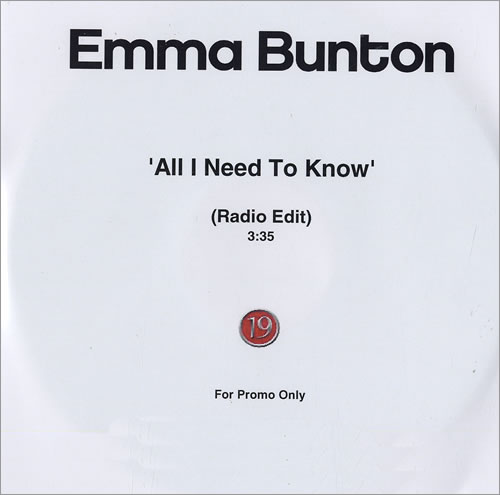 Emma Bunton All I Need To Know CD-R acetate UK EBUCRAL478168