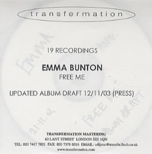 Emma Bunton Free Me - Updated Album Draft CD-R acetate UK EBUCRFR316940