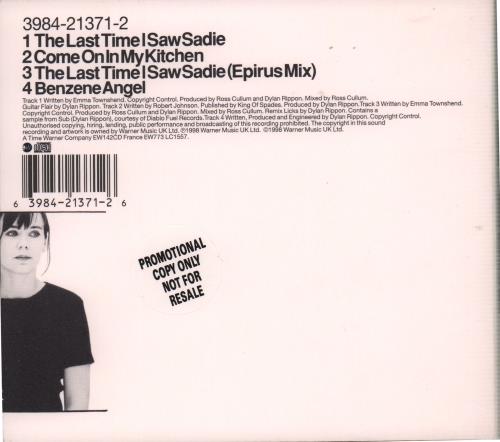 Emma Townshend The Last Time I Saw Sadie CD single (CD5 / 5") UK EMMC5TH111570