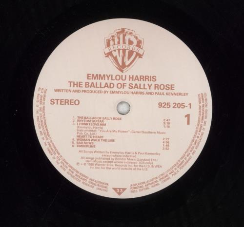 Emmylou Harris The Ballad Of Sally Rose vinyl LP album (LP record) German ELHLPTH425546