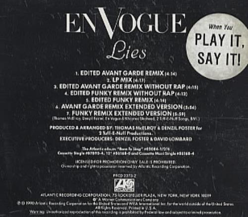 En Vogue Lies CD single (CD5 / 5") US ENVC5LI113164