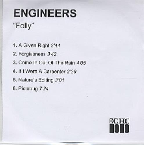 Engineers Folly CD-R acetate UK ENRCRFO311445