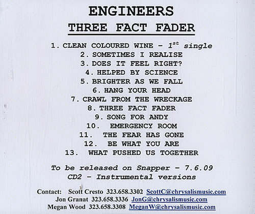Engineers Three Fact Fader CD-R acetate US ENRCRTH483784