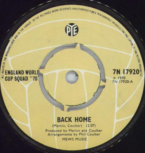 England Football Squad Back Home - Football Label - 4pr - P/S 7" vinyl single (7 inch record / 45) UK EGF07BA816719