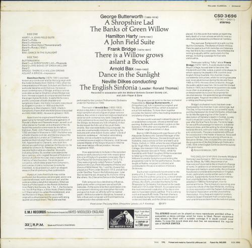 English Sinfonia A Shropshire Lad / The Banks Of Green Willow / A John Field Suite / There Is A Willow Grows Aslant A vinyl LP album (LP record) UK 3QGLPAS771839