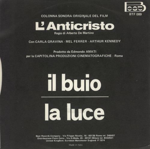 Ennio Morricone L'Anticristo 7" vinyl single (7 inch record / 45) Italian ENM07LA786605