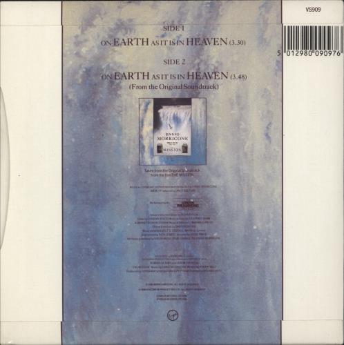 Ennio Morricone On Earth As It Is In Heaven 7" vinyl single (7 inch record / 45) UK ENM07ON588160