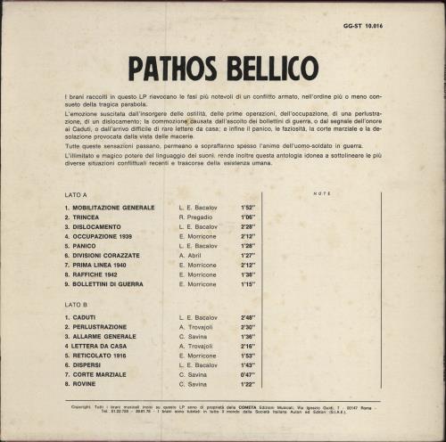 Ennio Morricone Pathos Bellico vinyl LP album (LP record) Italian ENMLPPA787146