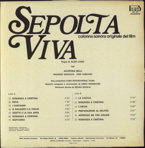 Ennio Morricone Sepolta Viva vinyl LP album (LP record) Italian ENMLPSE818478