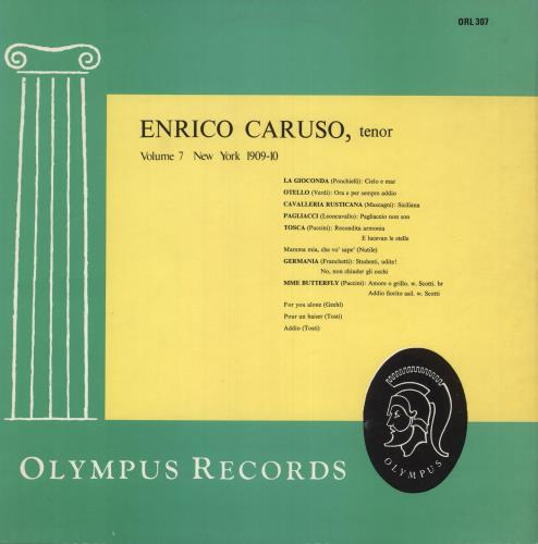 Enrico Caruso Enrico Caruso Tenor Volume 7 New York 1909-10 vinyl LP album (LP record) UK EC7LPEN744557