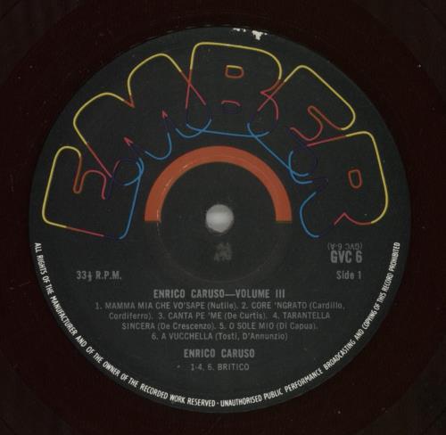 Enrico Caruso Great Voices Of The Century - Enrico Caruso - Volume Three vinyl LP album (LP record) UK EC7LPGR880002