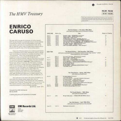 Enrico Caruso Songs And Arias vinyl LP album (LP record) UK EC7LPSO792543