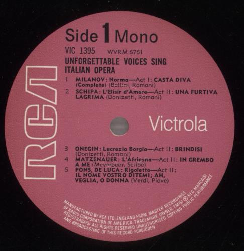 Enrico Caruso Unforgettable Voices Sing Italian Opera vinyl LP album (LP record) UK EC7LPUN879934