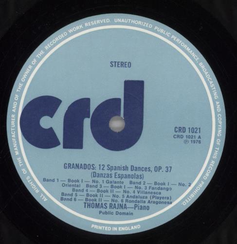 Enrique Granados Granados: 12 Spanish Dances Op. 37 (Danzas Espanolas) vinyl LP album (LP record) UK EP1LPGR858463