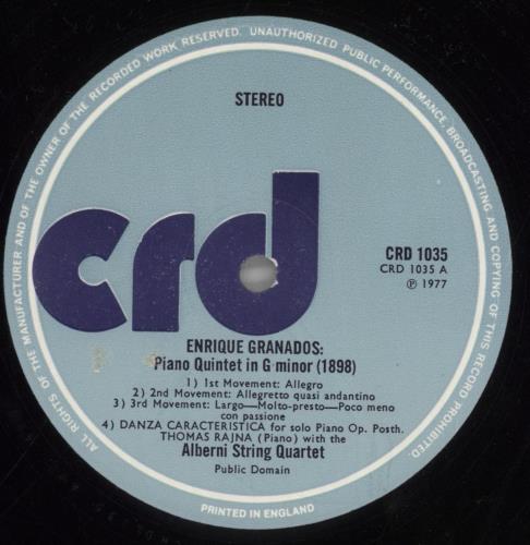 Enrique Granados Granados: Piano Quintet, Piano Works vinyl LP album (LP record) UK EP1LPGR858454